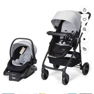 Gray and Black Baby Stroller and Car Seat Set